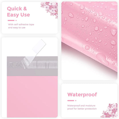 Metronic Poly Mailers 10X13 100 Pack, Strong Adhesive Shipping Envelopes for Clothing, Medium Shipping Bags for Small Businesses, Waterproof Mailers Poly Bags, Packages Bags Light Pink