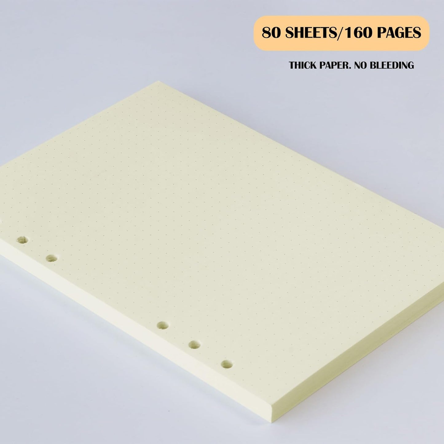 A5 Grid Filler Paper, 6-Hole Punched, 100GSM Graph Rule Paper/Quad Rule Filler Paper/Planner Inserts for Planners, Painting, and Bullet Journals,80 Sheets/160 Pages