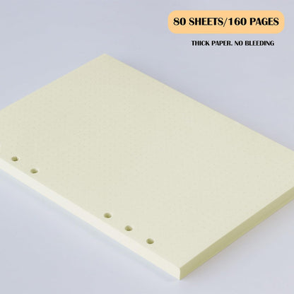 A5 Grid Filler Paper, 6-Hole Punched, 100GSM Graph Rule Paper/Quad Rule Filler Paper/Planner Inserts for Planners, Painting, and Bullet Journals,80 Sheets/160 Pages