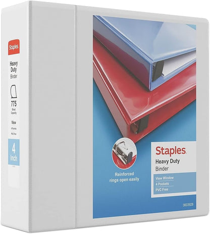 Staples Heavy-Duty 2-Inch D-Ring View Binder, Reinforced Spine, Holds Up to 450 Sheets, Gray, for Office & School