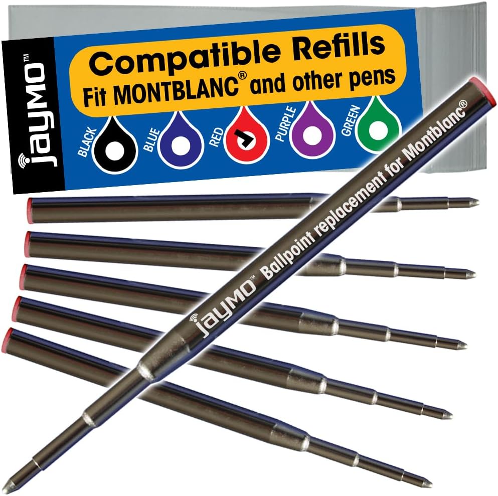 Jaymo Replacement for Montblanc 116218 - Measures 3.875 in / 98 mm Long - Ballpoint Pen Refill - 6 Purple
