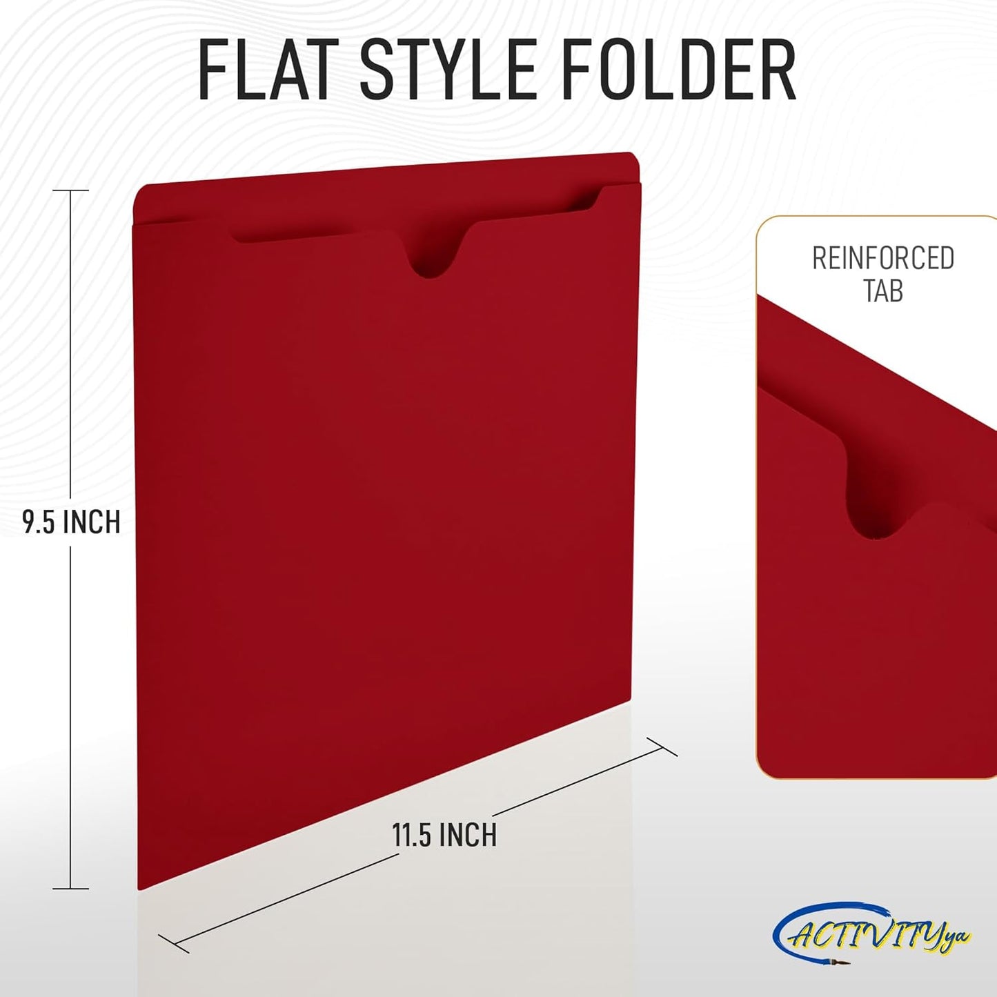 Black File Jackets, Flat-No Expansion, Letter Size, Reinforced Straight-Cut Tab, 10 Pack