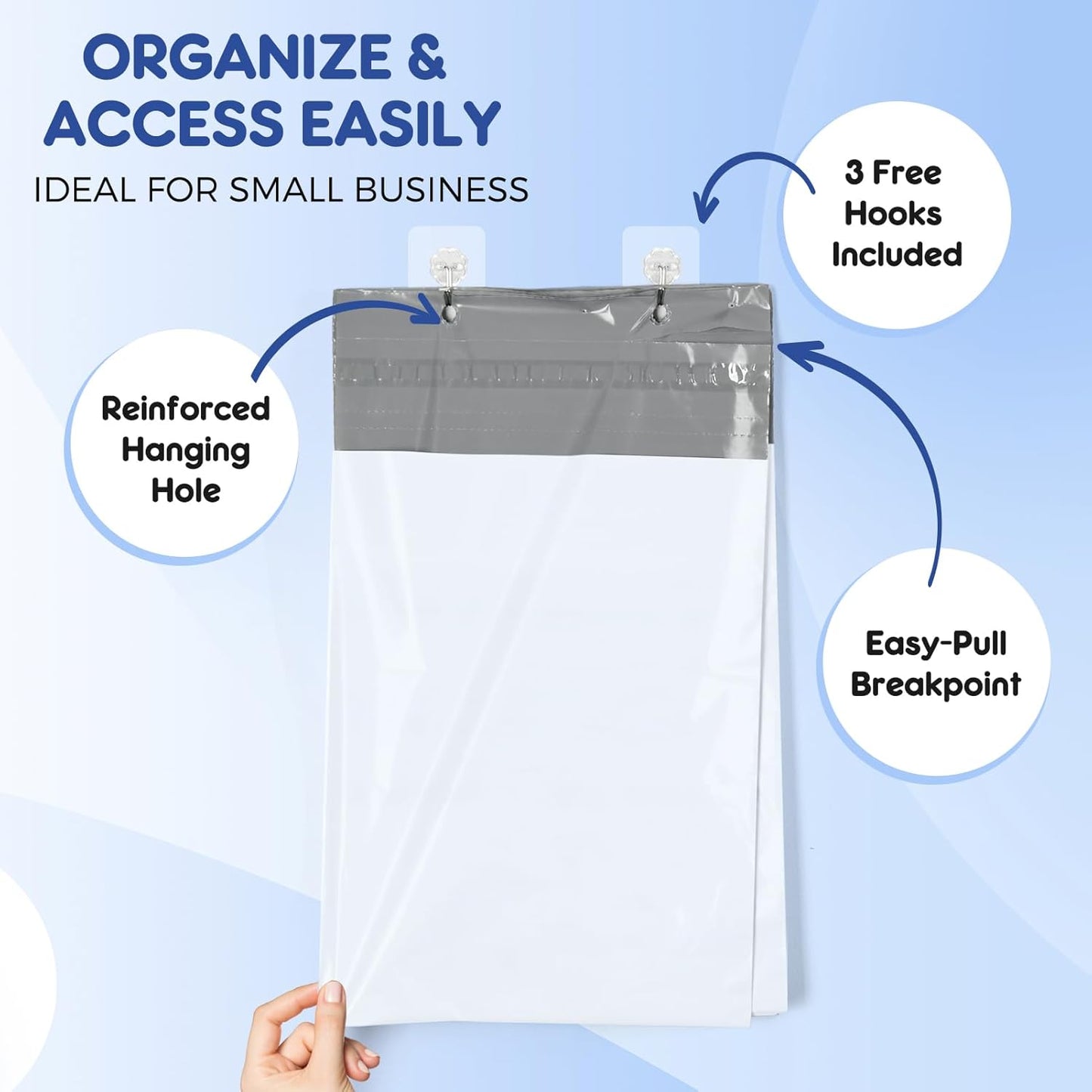 Fuxury Poly Mailers 10x13 Inch 100 Pack,Shipping Bags for Clothing,Strong Adhesive Mailing Envelopes,Heavy Duty Self Seal Plastic Postal Return Package Bags for Books Accessories Business,White
