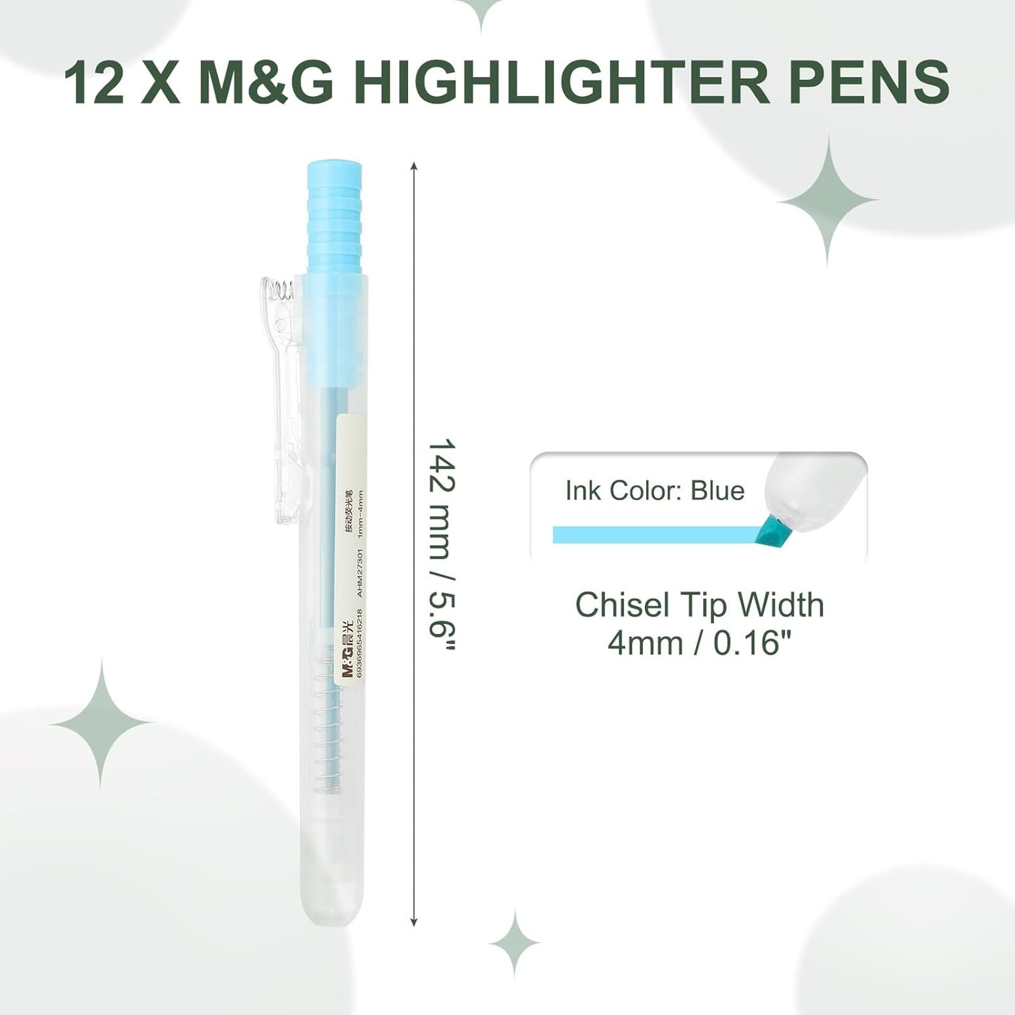 M&G Orange Highlighters, 12 Pack Retractable Neon Highlighters with Clear View, No Bleeds, Bright Markers for Books