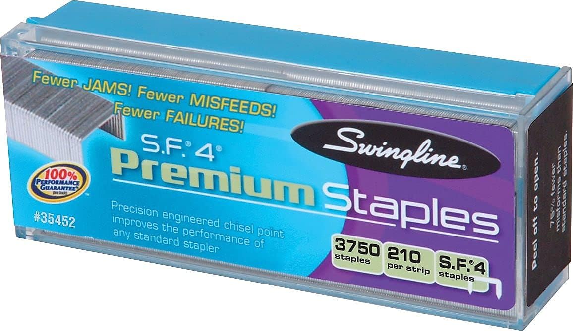 Swingline Staples, 5 Pack, S.F. 4, Premium, 1/4" Length, 210/Strip, 5000/Box (35481)