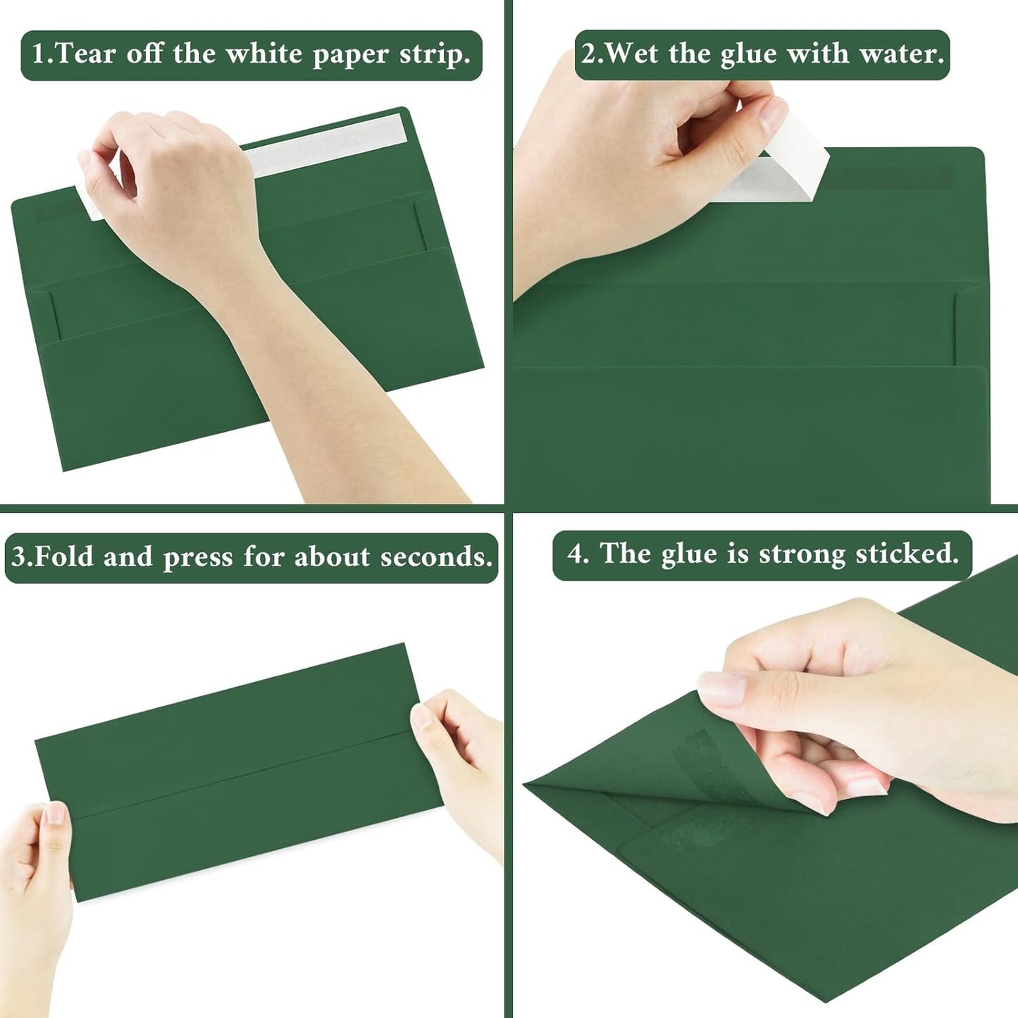 50 Pack #10 Business Envelopes, Sage Green Standard Envelopes Self Seal, Letter Size Mailing Envelopes for Checks Letters Invoices Statements Birthday Graduation Wedding, 4 1/8 x 9 1/2 Inch