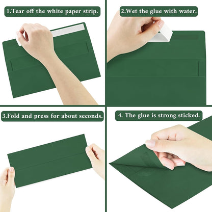 50 Pack #10 Business Envelopes, Sage Green Standard Envelopes Self Seal, Letter Size Mailing Envelopes for Checks Letters Invoices Statements Birthday Graduation Wedding, 4 1/8 x 9 1/2 Inch