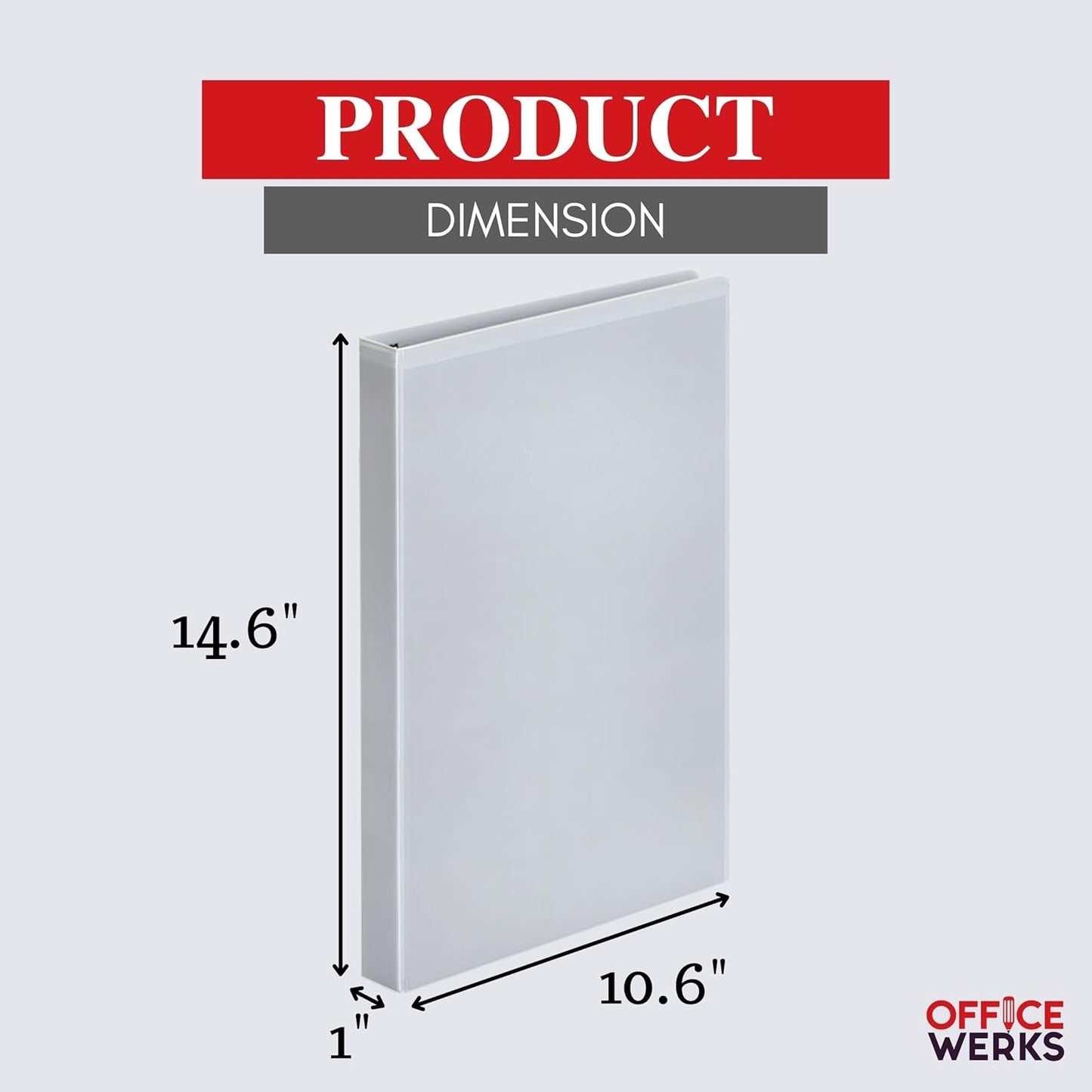 Office Werks Heavy Duty Legal Size View Binder - 14" x 8.5", White, 1 Inch D-Ring, Back Mount Binder