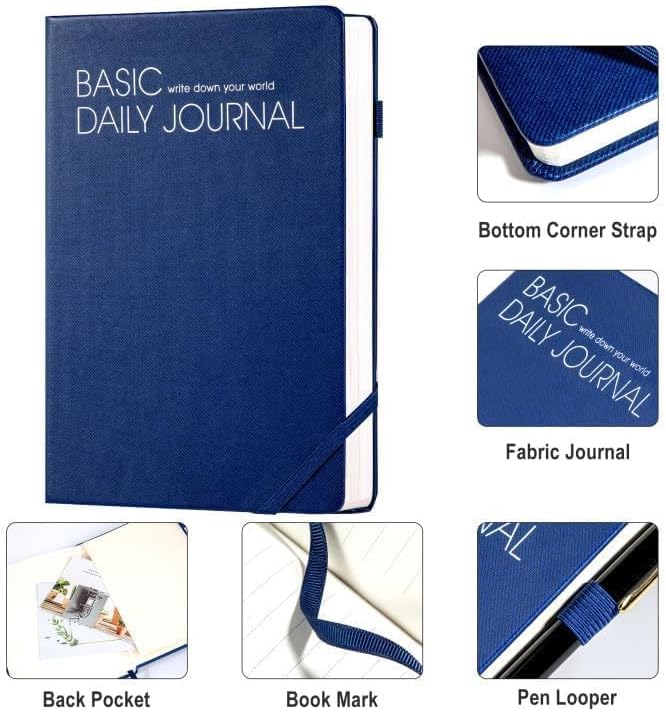 CAGIE Journal Notebook for Women Men, Hardcover Lined Notebooks Journals for Writing Work Journaling Note Taking Diary with Pen Loop (Black Ruled), Gifts, 5.7" x 8.3", 196 Pages