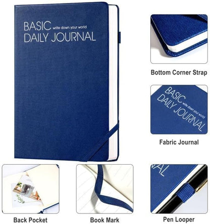 CAGIE Journal Notebook for Women Men, Hardcover Lined Notebooks Journals for Writing Work Journaling Note Taking Diary with Pen Loop (Black Ruled), Gifts, 5.7" x 8.3", 196 Pages