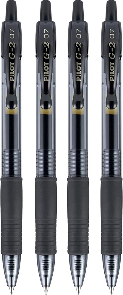 PILOT G2 Premium Refillable and Retractable Rolling Ball Gel Pens, Fine Point, Black Ink, 4-Pack (31057)