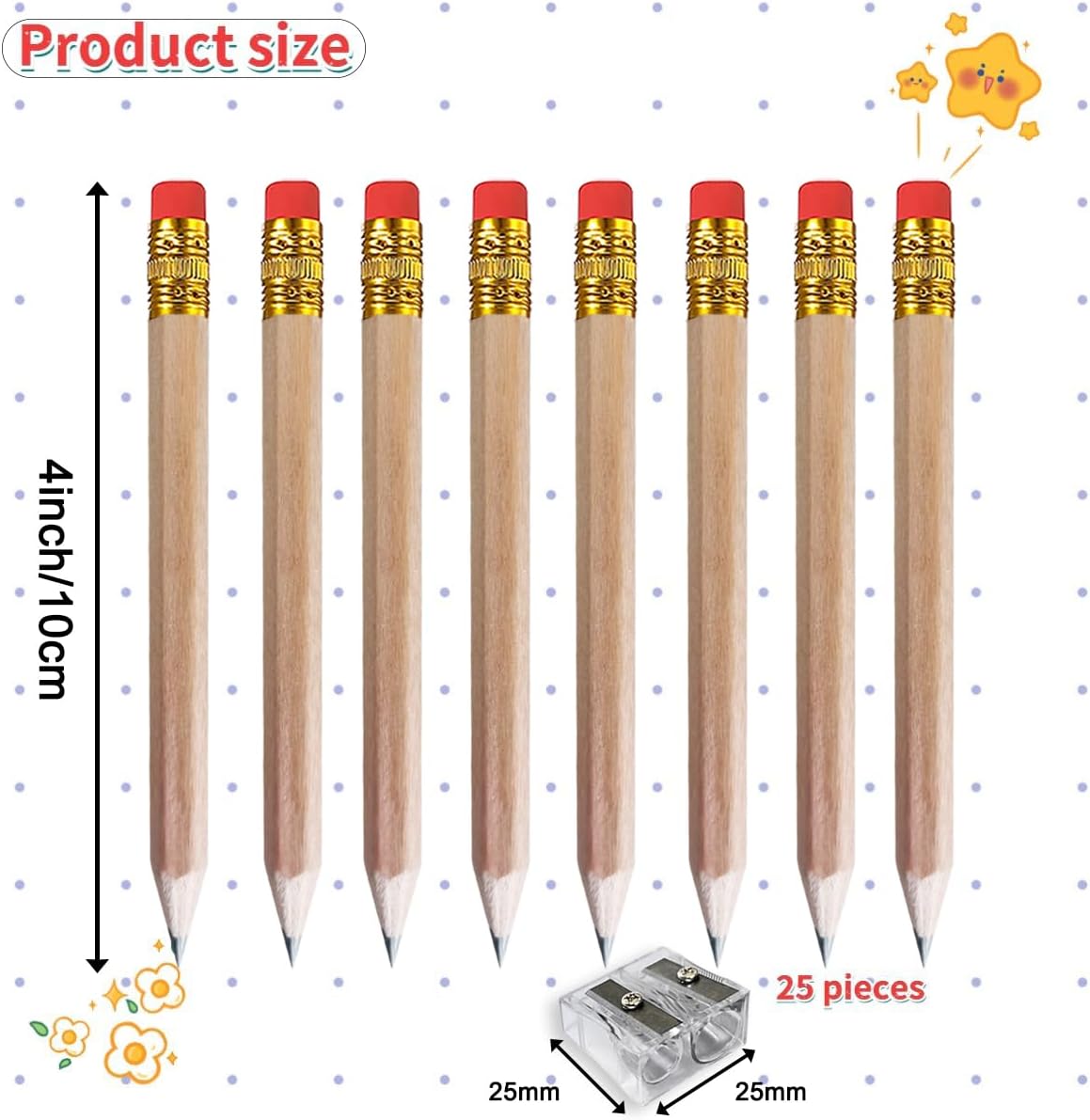 Adhere 25pcs Golf Pencils with Eraser Pre sharpened Hexagon half Wooden Pencils Graphite 2B for Golf Event Scoring,Classroom,Wedding,Company Meetings,Pew, Pocket (Nature)