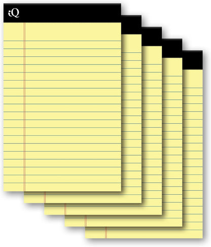 iScholar iQ Legal Pads, Canary, Wide Ruled, 8.5" x 11.75", 50 Sheets Per Pad, Pack of 3 Pads (98113)