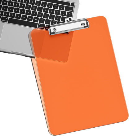 Rimilak Plastic Clipboards with Low Profile Metal Clip, Translucent Board, 12.5 x 9 In Letter Size, Office Supply, Back to School, Pink