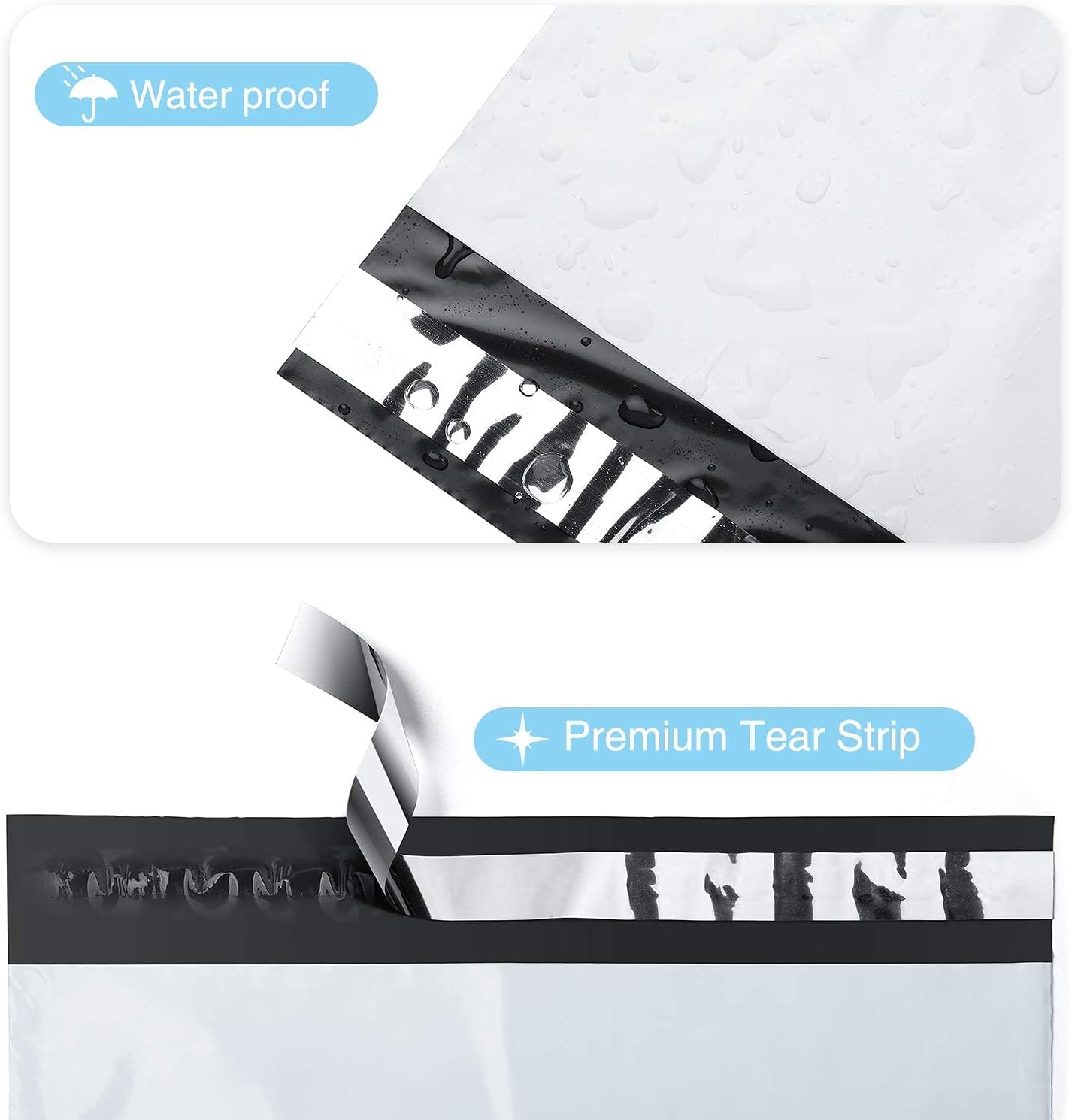 Fuxury Poly Mailers 10x13 Inch 100 Pack,Shipping Bags for Clothing,Strong Adhesive Mailing Envelopes,Heavy Duty Self Seal Plastic Postal Return Package Bags for Books Accessories Business,White