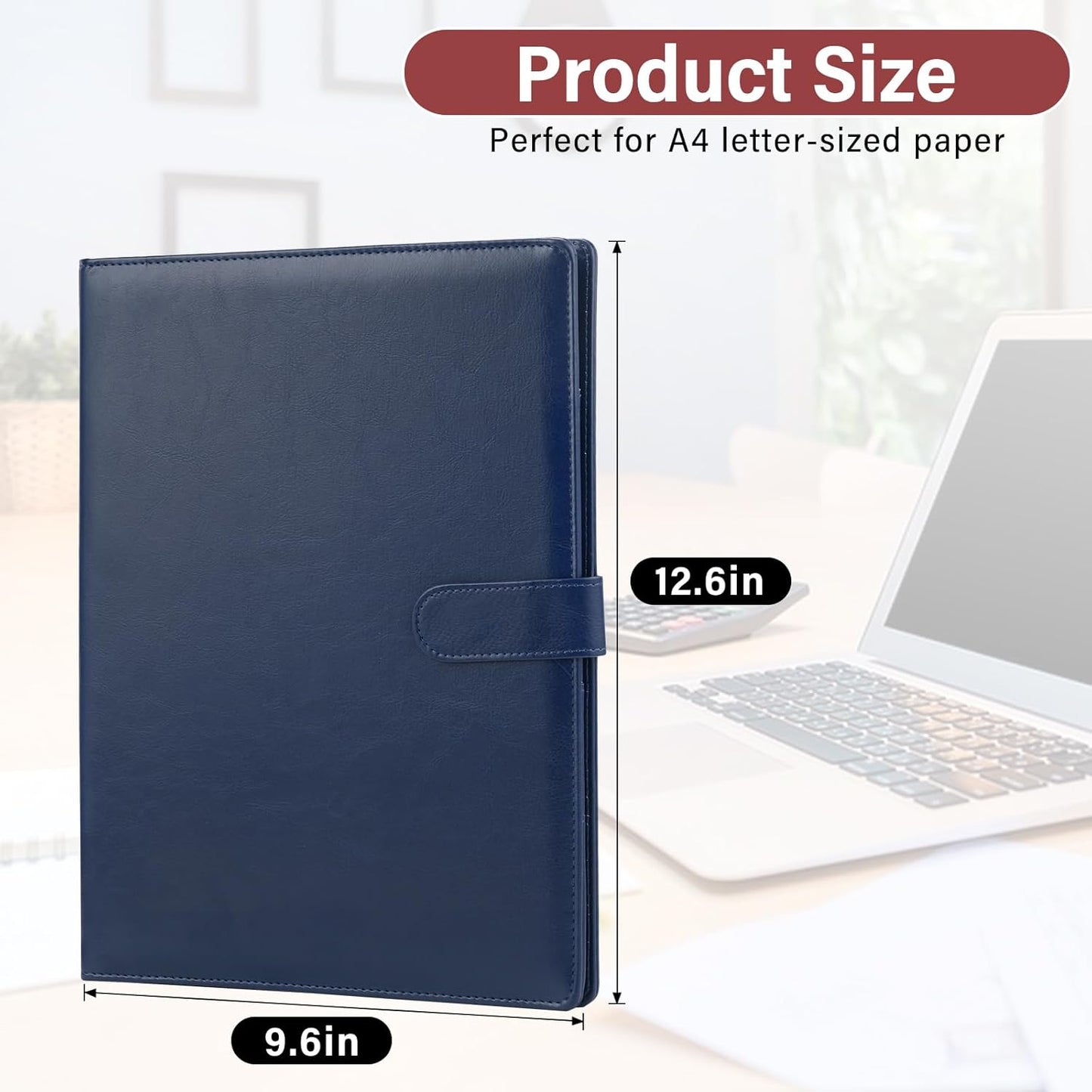 Professional Padfolio, Multi Function Faux Leather Portfolio Binder with Clipboard - Interview Resume Folder, Legal Document, Business Card Holder, for Office, Conference, Interviews (Black)