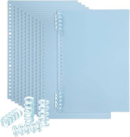 PATIKIL 12 Pack Binding Covers, A5(8.4x5.7 Inch) 22 Mil Plastic Notebook Covers Sheets with Binding Comb for Book Report Presentation, Light Blue