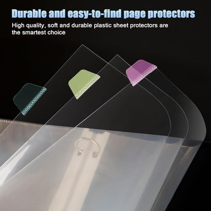 HABGP16PCS/2 Set 3 Ring Clear Binder Dividers with Tabs, 8.5 x 11 8 Tabs Binder Dividers with Pockets, Clear Page Protectors Index Dividers for 3 Ring Binder, Heavy Duty Plastic Sheet Protectors