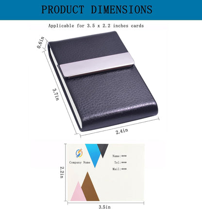 Business Card Holder with Ultra Slim Design,Business Card Case with Premium PU Leather,Suit Pocket Metal Card Holder for Women/Men,Professional Name Card Holder with Magnetic Shut (Black1)
