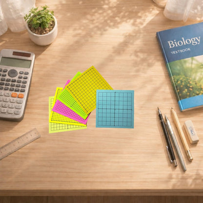 Graph Paper Sticky Notes - Pad with Math Quadrants and Grid Lines, Homeschooling Tools, Peels Off Cleanly, 6 Pads for Students, 3x3 Inch, Bright Color