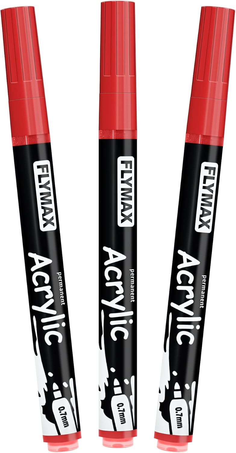 FLYMAX Gold Marker Paint Pens - Permanent Marker Pens Gold Acrylic Paint Water-Based 0.7mm Fine Tip Waterproof Quick-Drying (3 in 1Pack)