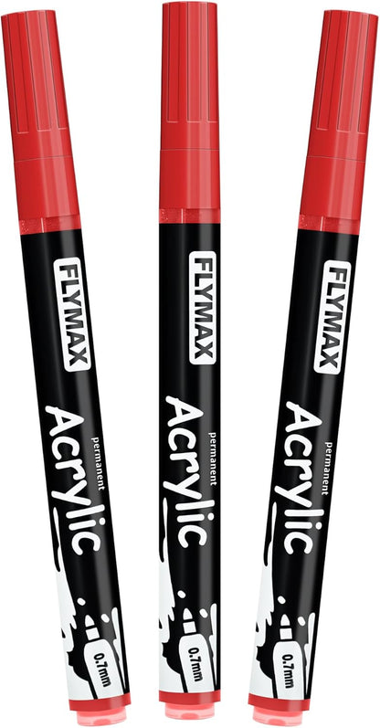 FLYMAX Gold Marker Paint Pens - Permanent Marker Pens Gold Acrylic Paint Water-Based 0.7mm Fine Tip Waterproof Quick-Drying (3 in 1Pack)
