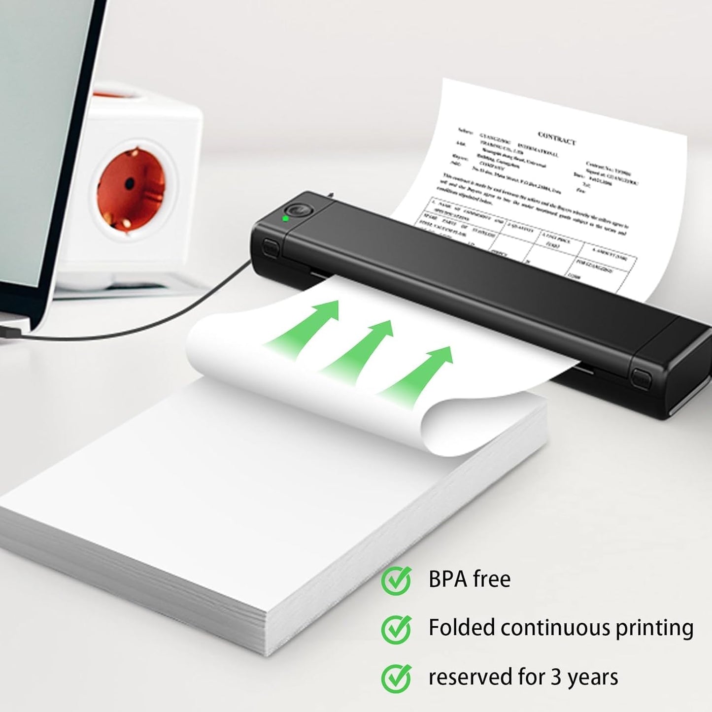 Thermal Printer Paper 8.5 x 11 Inch, 200 Sheets US Letter Size Thermal Paper, Compatible with M08F/A40 Thermal Portable Printer, Continual Feeding Folded Printing Paper (200 Sheets/Continuous Folding)
