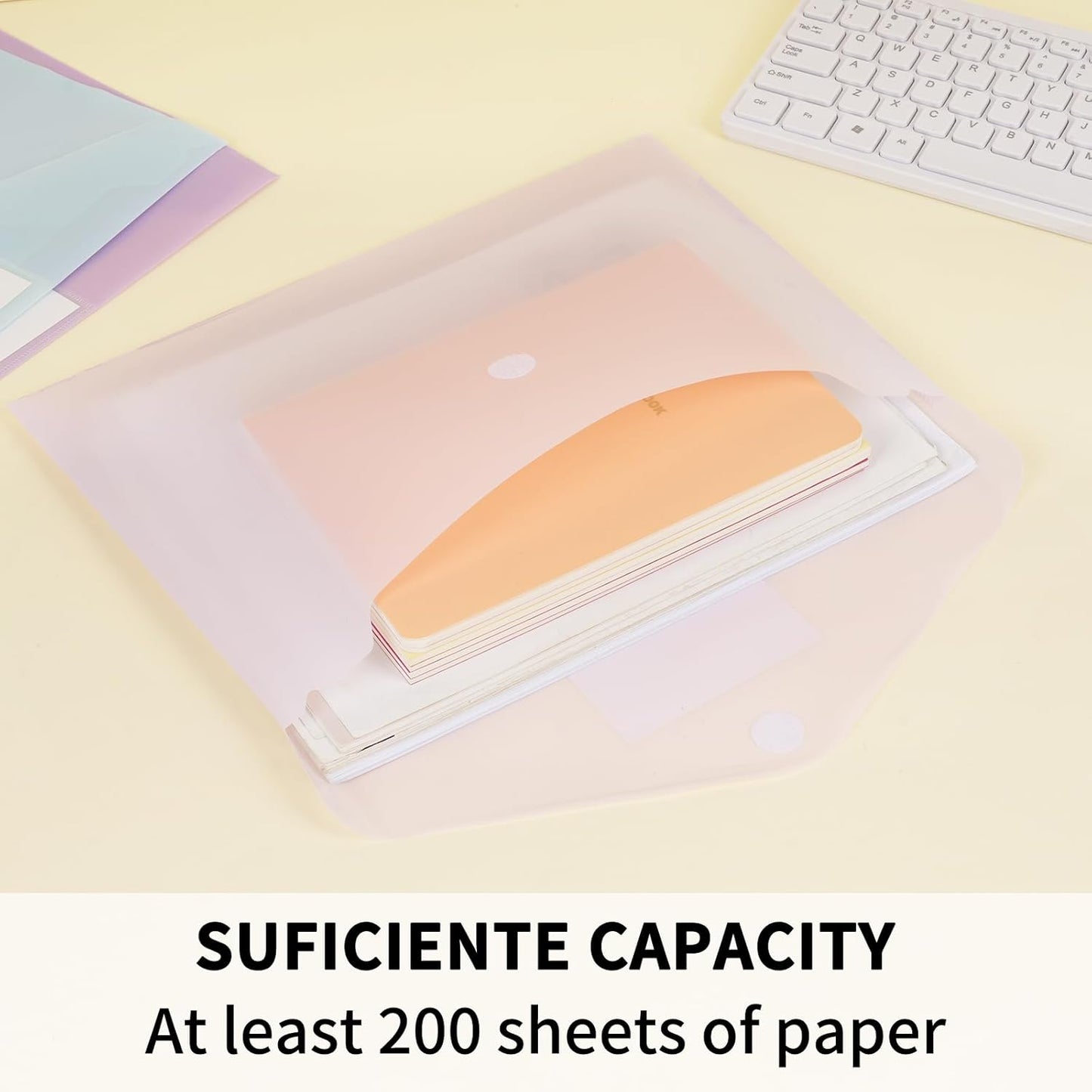 EOOUT 30 Pack 10 Color Plastic Envelopes Poly Envelopes, Hook & Loop Closure File Folders Clear Document Folders File Envelopes with Label Pocket A4 Size