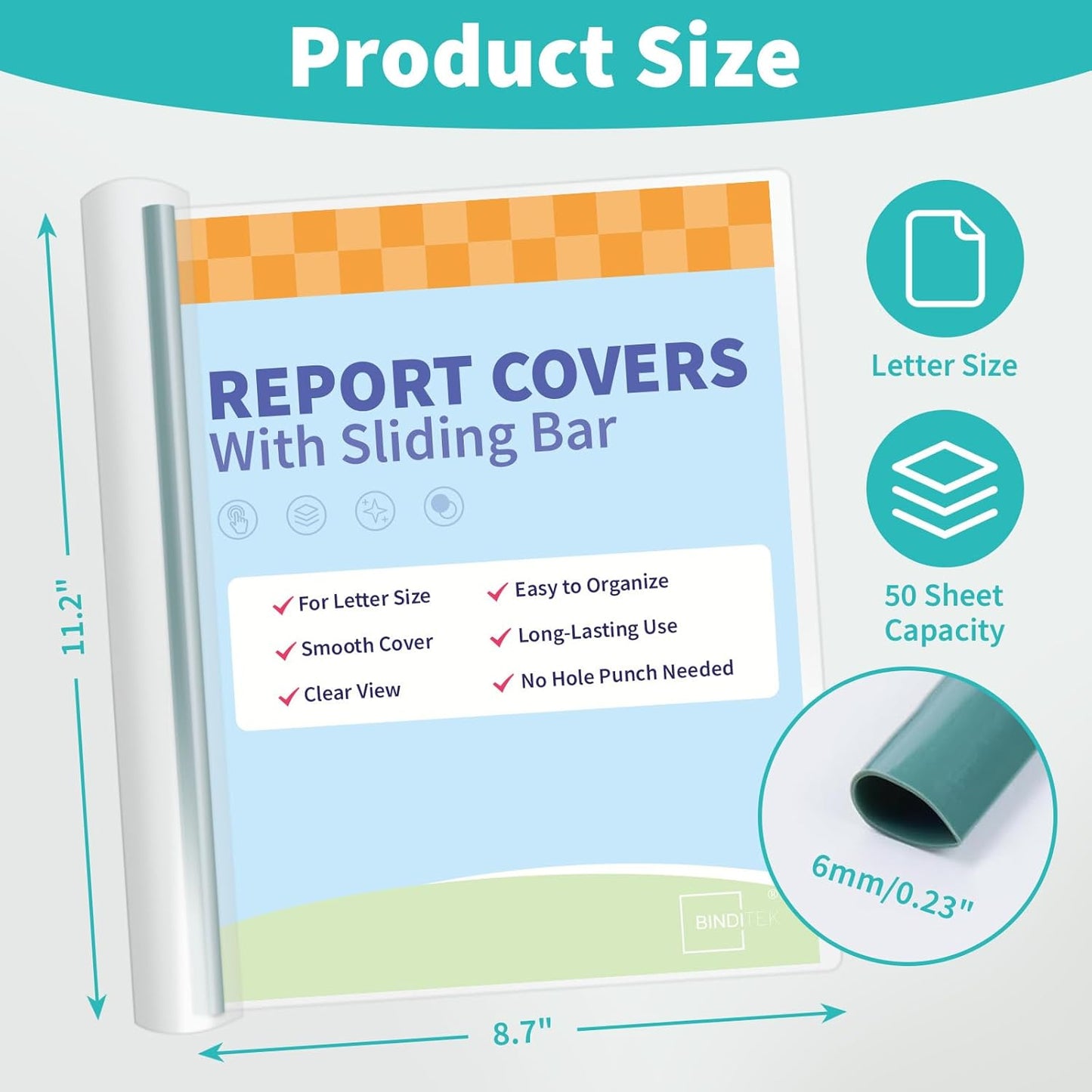 Binditek 10 Pack Clear Report Covers with Sliding Bars, 50 Sheet Capacity, 6mm Sliding Bar File Folder, Purple Gradient, for Students and Coworkers
