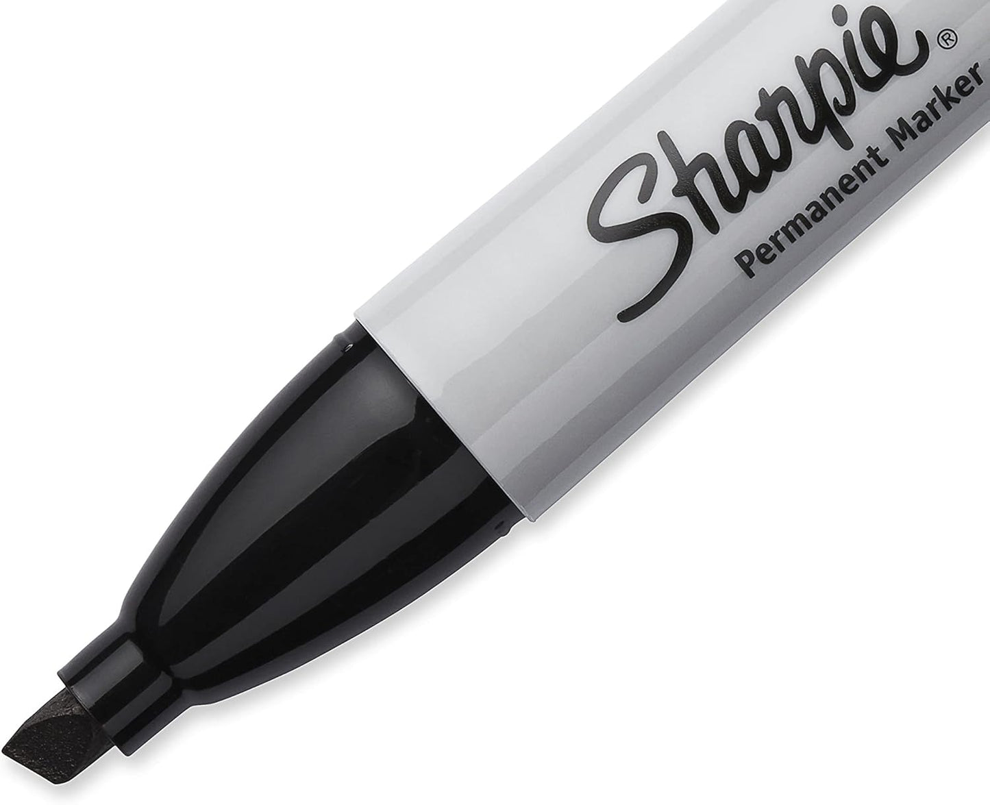 Sharpie Permanent Markers, Large, Chisel Tip, Black, 4 Count - Marks on Paper, Plastic, Metal, and More