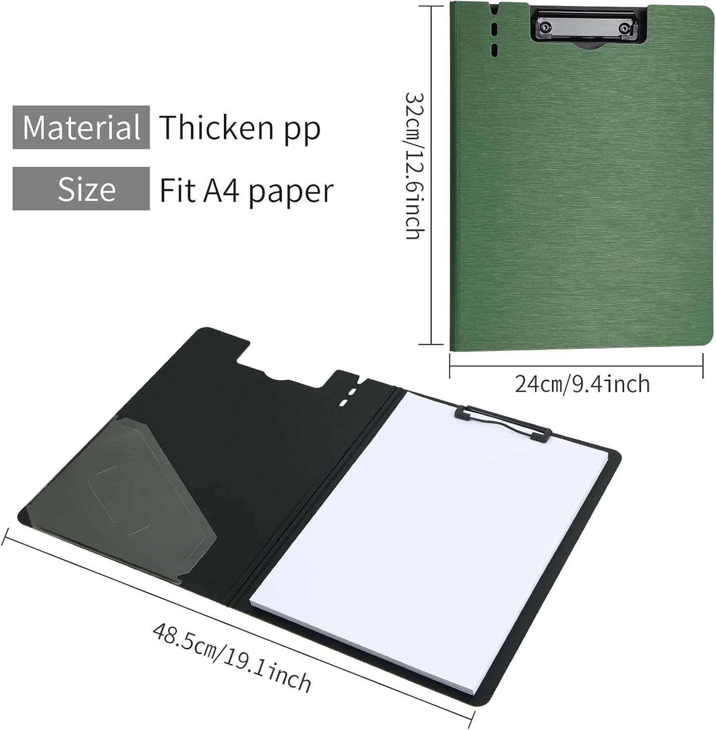 A4 Clipboard Folder,10 Pack Foldable Clipboards with Pocket for Business,Office,School or Restaurant (Black)