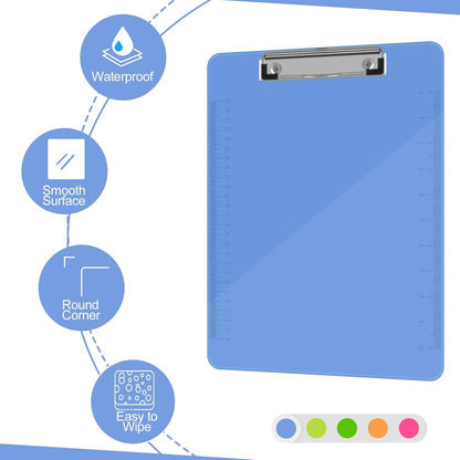 Clipboards, HERKKA 25 Pack Plastic Office Clipboards, Assorted Transparent Color Plastic Clip,Letter