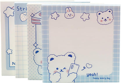 4 Pack Cute Sticky Notes Kawaii Sticky Notes Memo Pad 3.1x3.1 Inches Self-Stick Note Pads Colorful Fruit Sticky Note Pads for Girls DIY Office Home School (320 Sheets), 4 Pads 80 Sheets/Pad
