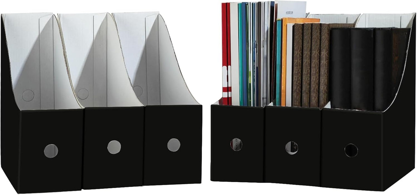 Limitliho 2 Pack White Magazine Holde, Vertical Book Bins for Classroom and Library Use, 10.6'' ×10.2'' ×3.5'' Inch Vertical File Folder Box