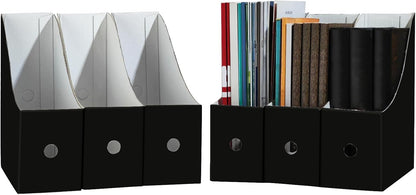 Limitliho 2 Pack White Magazine Holde, Vertical Book Bins for Classroom and Library Use, 10.6'' ×10.2'' ×3.5'' Inch Vertical File Folder Box