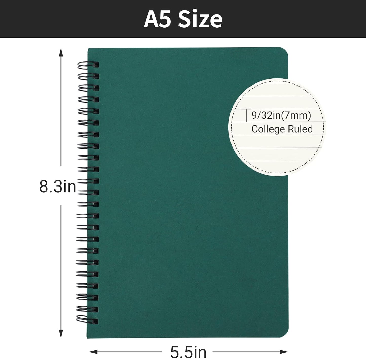 EUSOAR Spiral Lined Notebook, A5 3packs 5.5"X8.3" 120 Pages Lined Travel Notebooks Journal, Memo Notepad Sketchbook, Students College Office Business Diary Ruled Spiral Book Journal-3Colors Covers