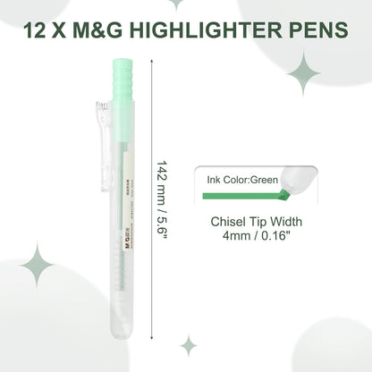 M&G Orange Highlighters, 12 Pack Retractable Neon Highlighters with Clear View, No Bleeds, Bright Markers for Books