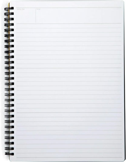 Maruman Mnemosyne Lined Notebook- A4, 11.69" x 9.25", 70 Sheets / 140 Pages, 7mm College Ruled Journal, Perforated Pages & Wire-Bound to Lay Flat, Black, Made in Japan