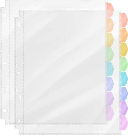 Mr. Pen- Clear Sheet Protectors with Tabs, 8.5x11 Inches, 8 Tabs, 2 Sets, Durable Clear Plastic Dividers for 3 Ring Binders, Insertable Index Page Divider with Multicolor Tabs