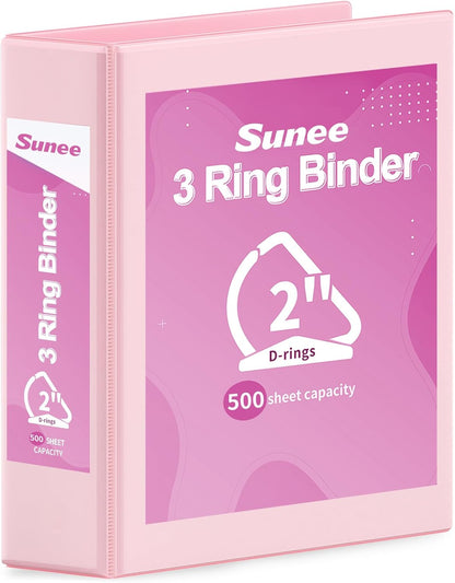 SUNEE 3 Ring Binder 2 Inch, Clear View Binder Three Ring PVC-Free (Fit 8.5x11 Inches) for School or Office Supplies, Light Purple, 1 Pack