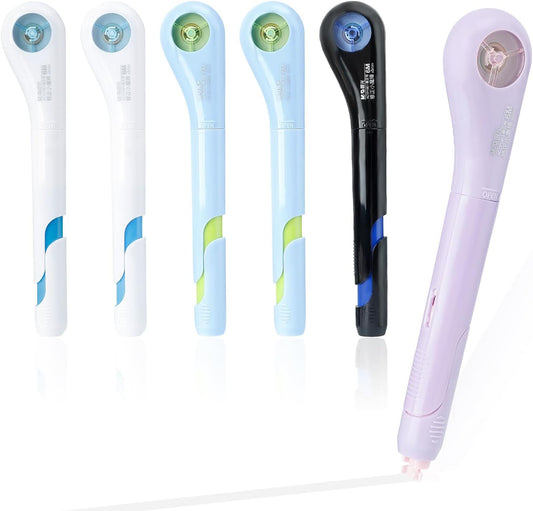 M&G 6Pcs White Correction Tape Pens, 19.7Ft Retractable Pen Shaped Smooth Pull Out Tape Pen for Instant Correction, Tear-Resistant Portable Applicator Easy to Use for School Office Supplies (6M Each)