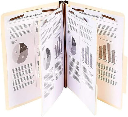 Staples Paperboard Classification Folder, Letter Size, 2 Dividers, 2/5‑Cut Top Tab, Manila, Durable Construction, 10/Box