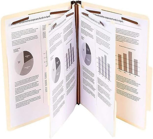 Staples Paperboard Classification Folder, Letter Size, 2 Dividers, 2/5‑Cut Top Tab, Manila, Durable Construction, 10/Box