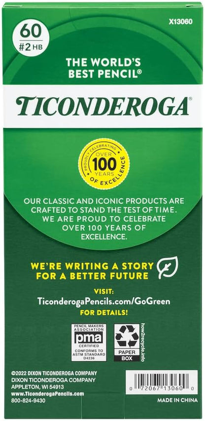 Ticonderoga Wood-Cased Pencils, Pre-Sharpened, 2 HB Soft, Yellow, 12 Count