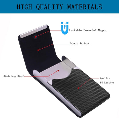 Business Card Holder with Ultra Slim Design,Business Card Case with Premium PU Leather,Suit Pocket Metal Card Holder for Women/Men,Professional Name Card Holder with Magnetic Shut (Black1)