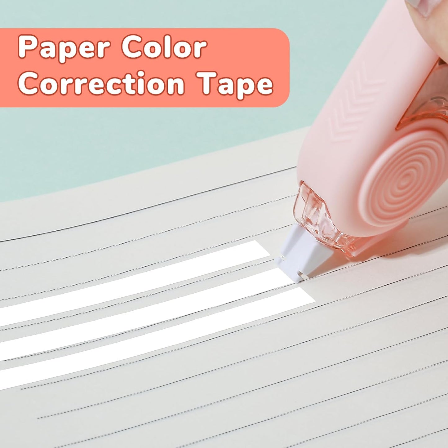 Temiary 4 Pcs White Correction Tape with Dispenser, Smooth Quick Dry Pull Out Tapes for Instant Corrections, 49.2 Ft Easy to Use Tear-Resistant Applicator for Office Note Taking, Journaling (Morandi)