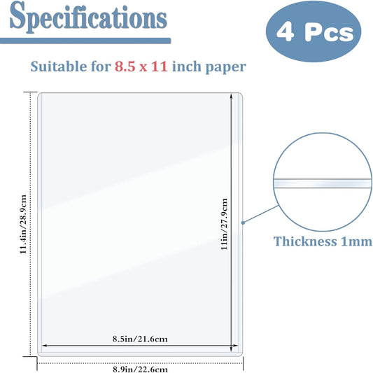 ELEMGULY Rigid Print Protectors, 7 Pack 8.5 x 11'' Plastic Clear Page Sheet Protectors, Hard Paper Page Sleeves for Document, Paper, Picture, Photo