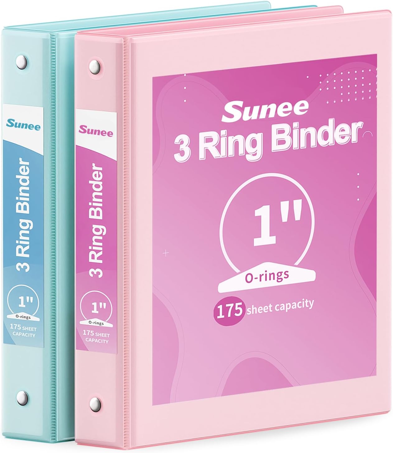 SUNEE 3 Ring Binder 3 Inch 2 Pack, Clear View Binder Three Ring PVC-Free (Fit 8.5x11 Inches) for School or Office Supplies, Pink