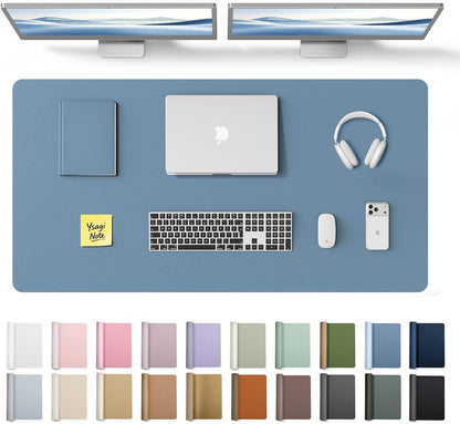 YSAGi Leather Desk Pad Protector, Office Desk Mat, Large Mouse Pad, Non-Slip PU Leather Desk Blotter, Waterproof Laptop Desk Writing Pad for Office and Home (23.6" x 13.8", Eggshell) - Colors A