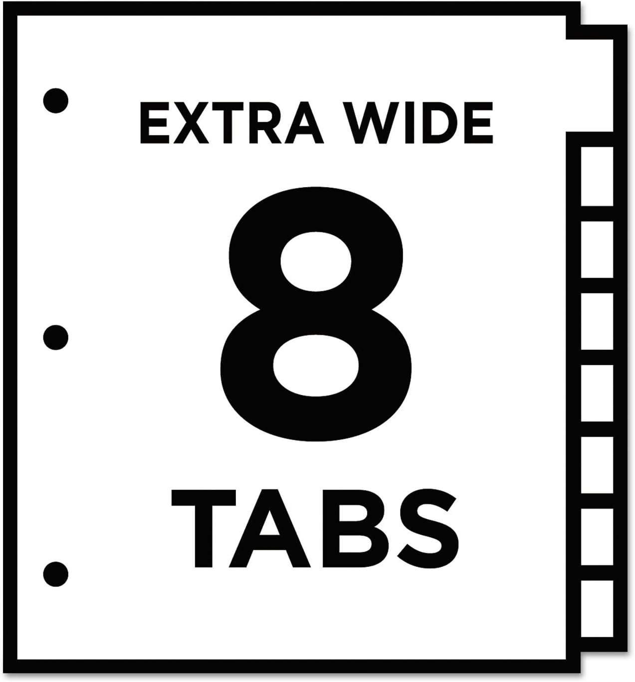 Insertable Big Tab Dividers, 8-Tab, 11.13 x 9.25, White, Clear Tabs, 1 Set